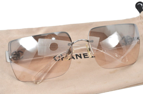 Authentic CHANEL Vintage Sunglasses CC Logos Titanium 4107-B Brown 5838K