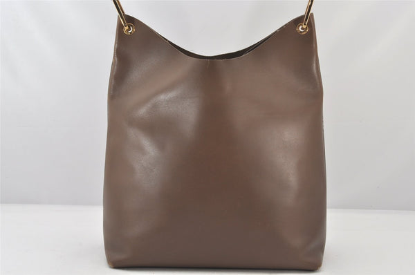 Authentic GUCCI Vintage Bamboo Shoulder Hand Bag Leather Brown 5840K