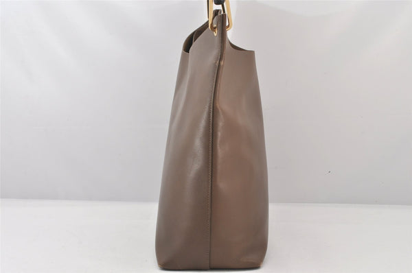 Authentic GUCCI Vintage Bamboo Shoulder Hand Bag Leather Brown 5840K
