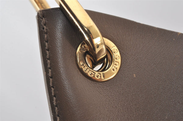 Authentic GUCCI Vintage Bamboo Shoulder Hand Bag Leather Brown 5840K