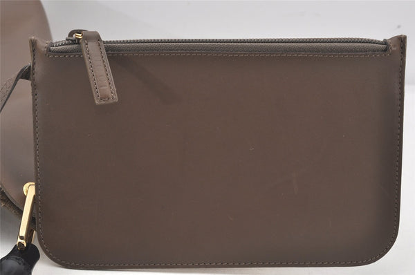 Authentic GUCCI Vintage Bamboo Shoulder Hand Bag Leather Brown 5840K