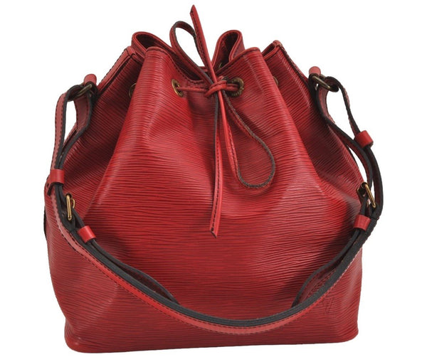 Authentic Louis Vuitton Epi Petit Noe Shoulder Drawstring Bag M44107 Red 5842J