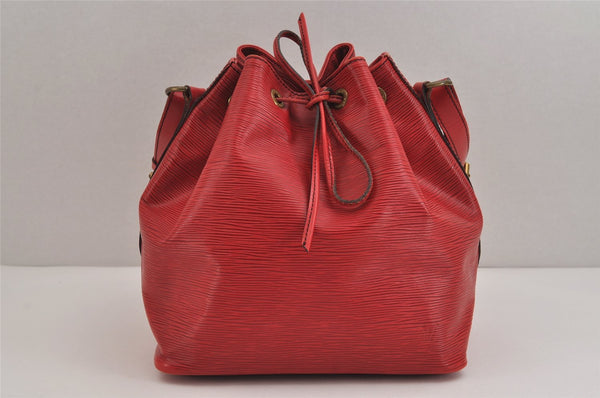 Authentic Louis Vuitton Epi Petit Noe Shoulder Drawstring Bag M44107 Red 5842J