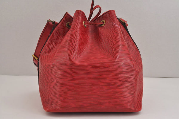 Authentic Louis Vuitton Epi Petit Noe Shoulder Drawstring Bag M44107 Red 5842J