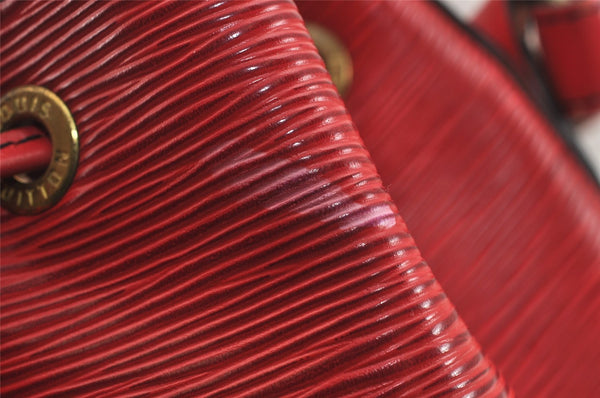 Authentic Louis Vuitton Epi Petit Noe Shoulder Drawstring Bag M44107 Red 5842J