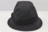 Authentic GUCCI Vintage Bucket Hat GG Canvas Leather Size L Black 5842K