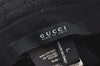 Authentic GUCCI Vintage Bucket Hat GG Canvas Leather Size L Black 5842K