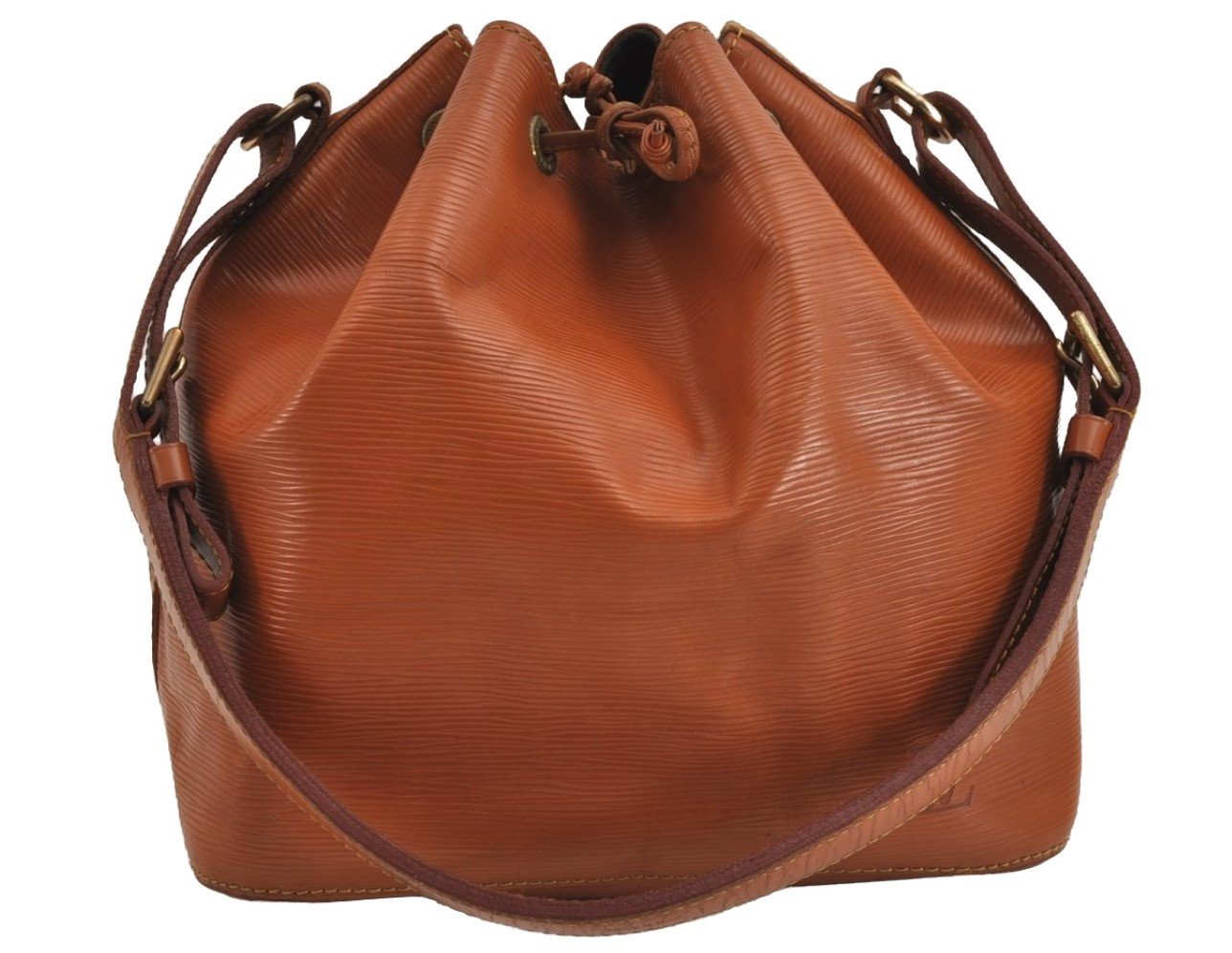 Authentic Louis Vuitton Epi Petit Noe Shoulder Drawstring Bag M44108 Brown 5843J