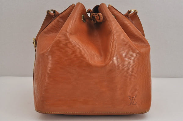 Authentic Louis Vuitton Epi Petit Noe Shoulder Drawstring Bag M44108 Brown 5843J