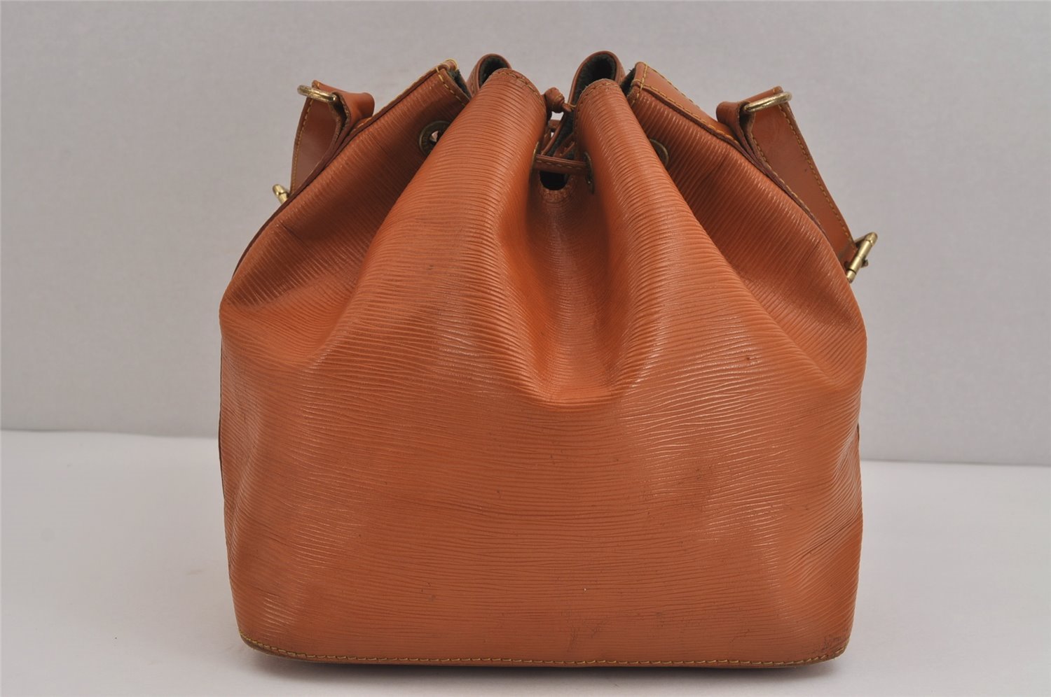 Authentic Louis Vuitton Epi Petit Noe Shoulder Drawstring Bag M44108 Brown 5843J