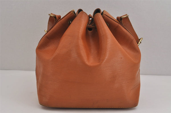 Authentic Louis Vuitton Epi Petit Noe Shoulder Drawstring Bag M44108 Brown 5843J
