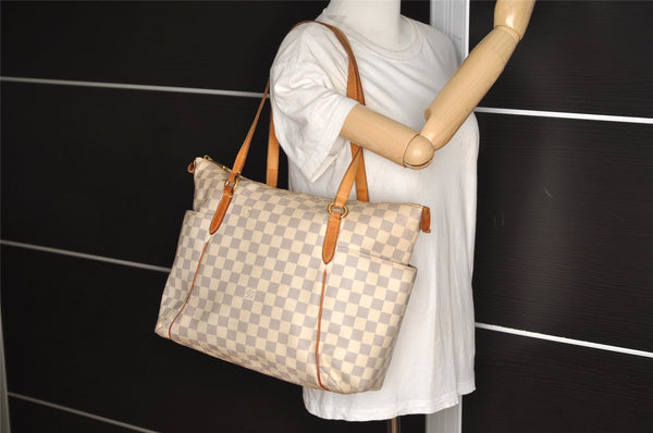 Authentic Louis Vuitton Damier Azur Totally MM Tote Bag N51262 LV 5844J
