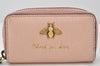 Authentic GUCCI Vintage Animalier Bee Coin Case Purse Leather 498096 Pink 5847K