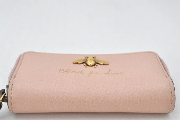 Authentic GUCCI Vintage Animalier Bee Coin Case Purse Leather 498096 Pink 5847K