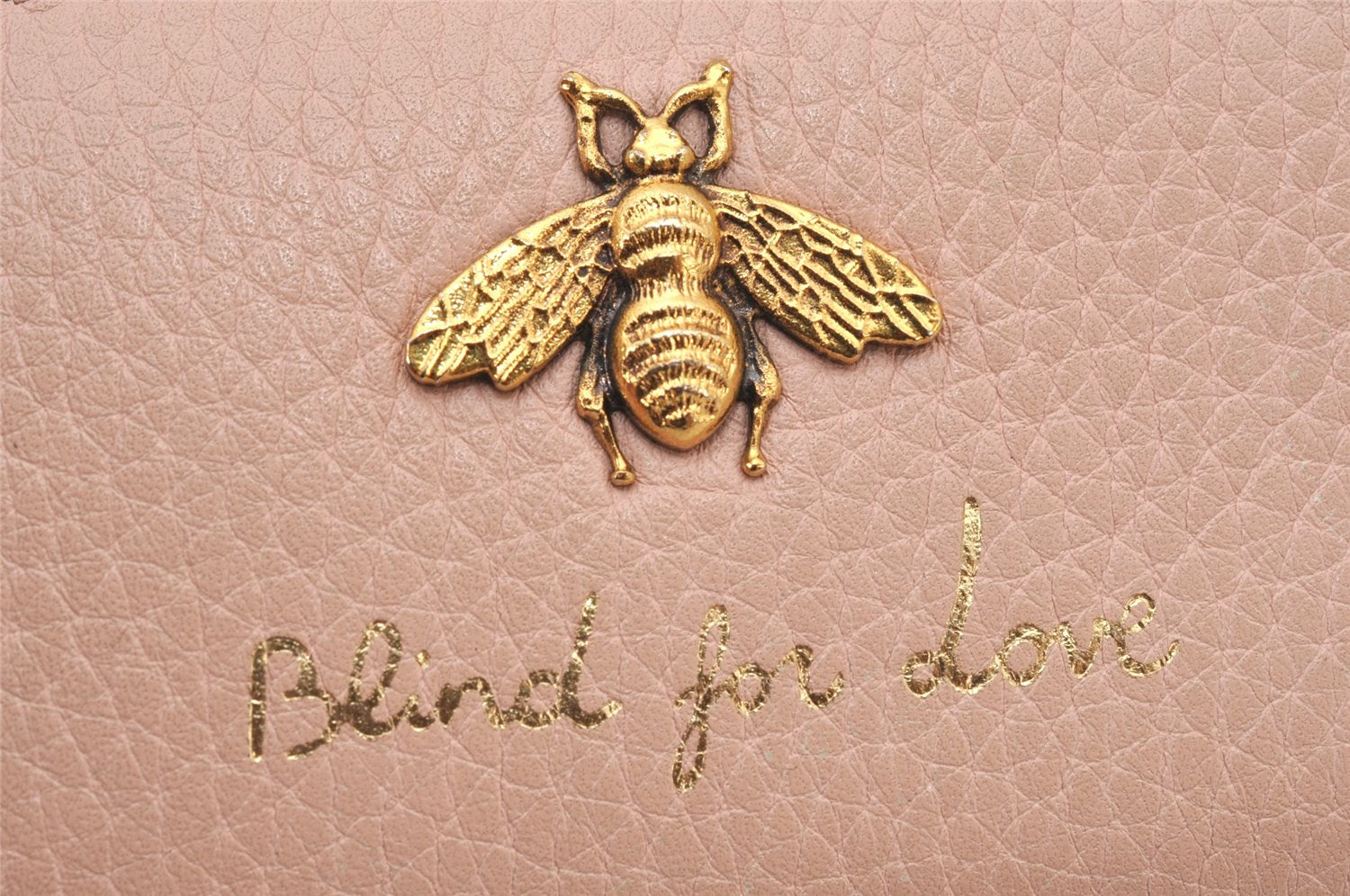 Authentic GUCCI Vintage Animalier Bee Coin Case Purse Leather 498096 Pink 5847K