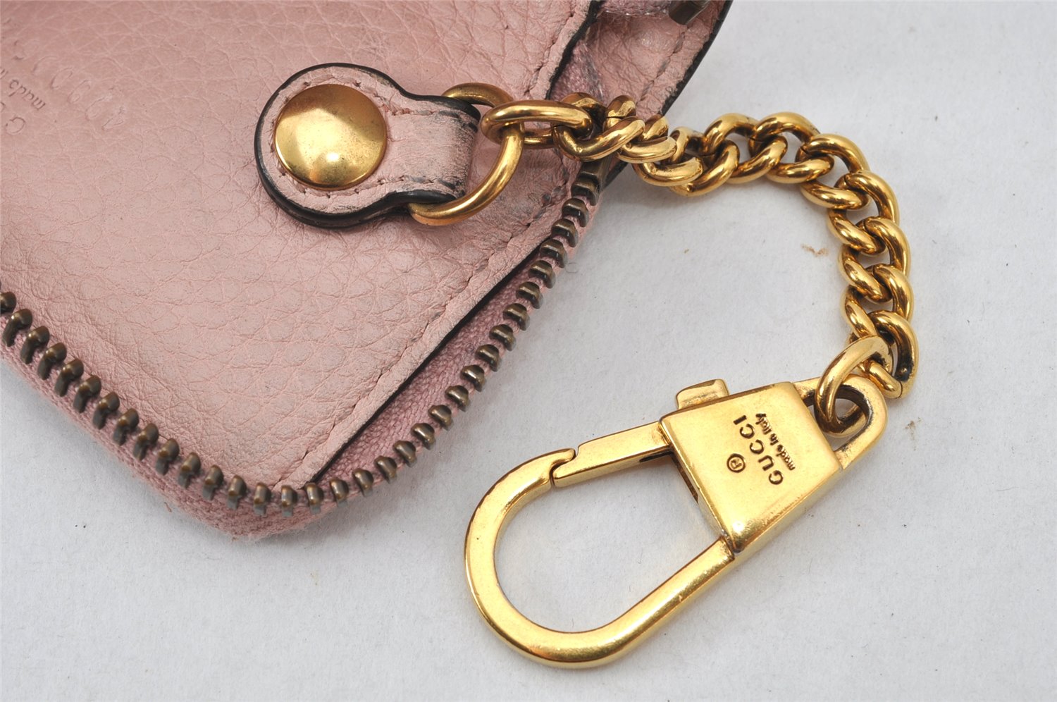 Authentic GUCCI Vintage Animalier Bee Coin Case Purse Leather 498096 Pink 5847K
