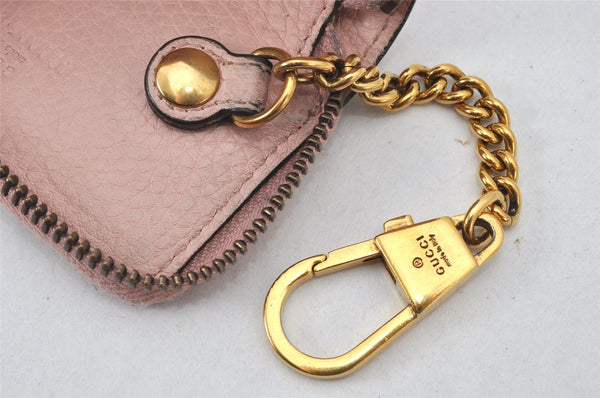 Authentic GUCCI Vintage Animalier Bee Coin Case Purse Leather 498096 Pink 5847K