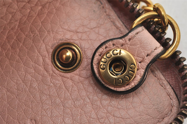 Authentic GUCCI Vintage Animalier Bee Coin Case Purse Leather 498096 Pink 5847K
