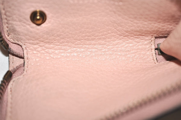 Authentic GUCCI Vintage Animalier Bee Coin Case Purse Leather 498096 Pink 5847K