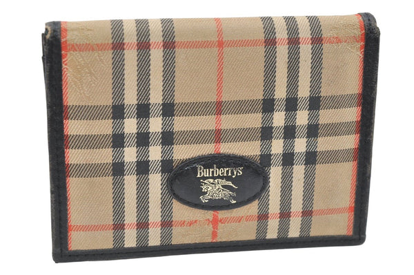 Authentic Burberrys Nova Check Card Case Purse Canvas Leather Beige Brown 5849K