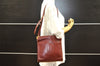 Authentic Cartier Must de Cartier Leather Shoulder Cross Bag Bordeaux Red 5850I