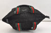 Authentic GUCCI Web Sherry Line Tote Hand Bag GG Nylon Leather Black 5853J