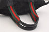 Authentic GUCCI Web Sherry Line Tote Hand Bag GG Nylon Leather Black 5853J