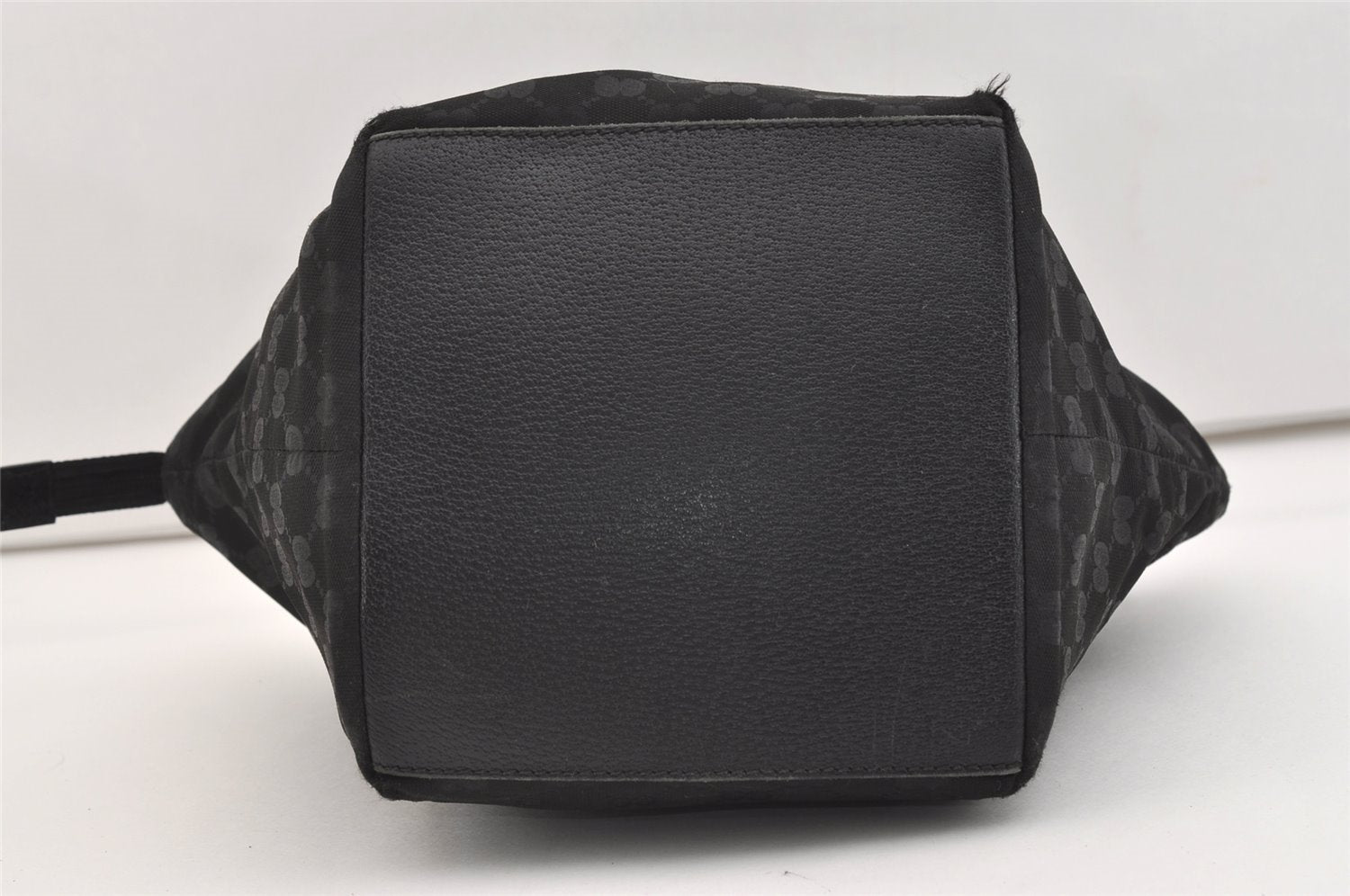 Authentic GUCCI Web Sherry Line Tote Hand Bag GG Nylon Leather Black 5853J