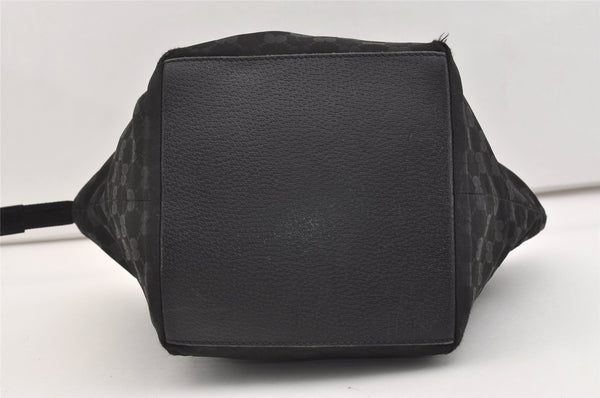 Authentic GUCCI Web Sherry Line Tote Hand Bag GG Nylon Leather Black 5853J
