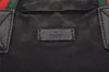 Authentic GUCCI Web Sherry Line Tote Hand Bag GG Nylon Leather Black 5853J