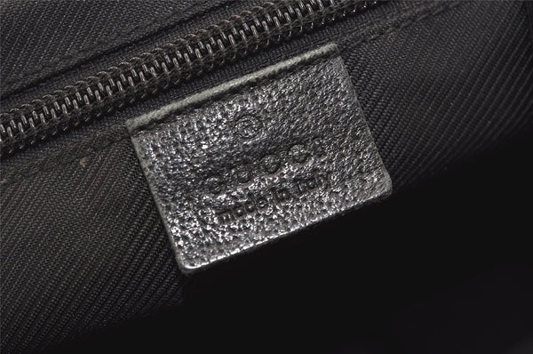 Authentic GUCCI Web Sherry Line Tote Hand Bag GG Nylon Leather Black 5853J