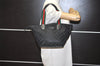 Authentic GUCCI Web Sherry Line Tote Hand Bag GG Nylon Leather Black 5853J