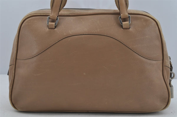 Authentic PRADA Vintage Leather Shoulder Hand Bag Beige 5855J