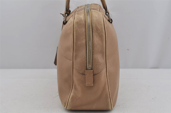 Authentic PRADA Vintage Leather Shoulder Hand Bag Beige 5855J