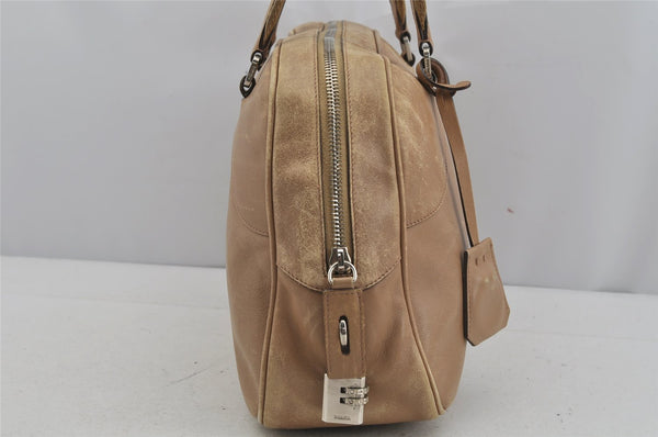 Authentic PRADA Vintage Leather Shoulder Hand Bag Beige 5855J