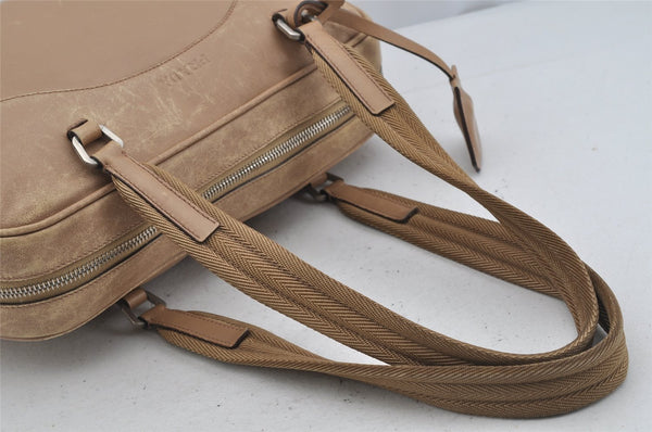 Authentic PRADA Vintage Leather Shoulder Hand Bag Beige 5855J