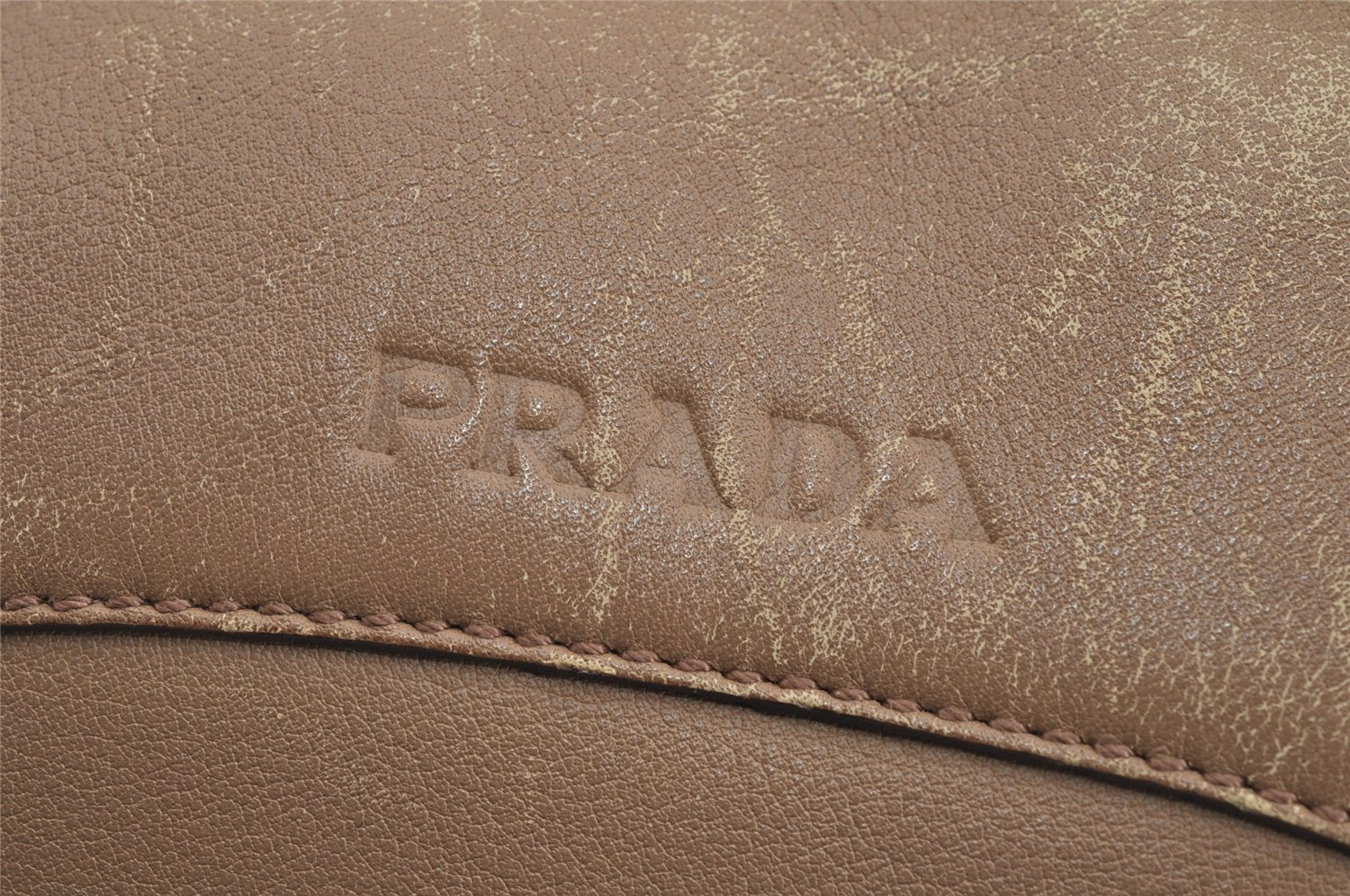 Authentic PRADA Vintage Leather Shoulder Hand Bag Beige 5855J