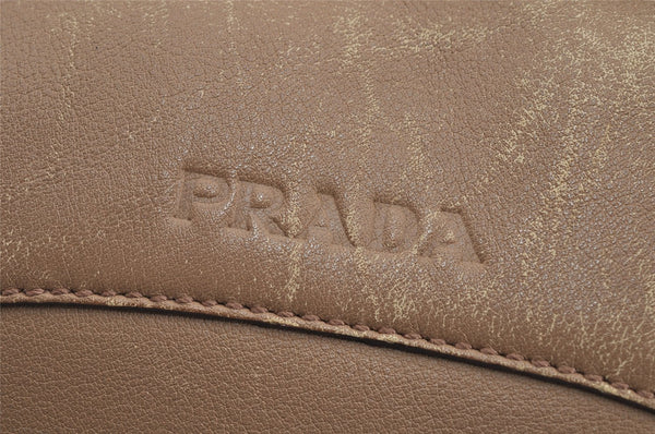 Authentic PRADA Vintage Leather Shoulder Hand Bag Beige 5855J