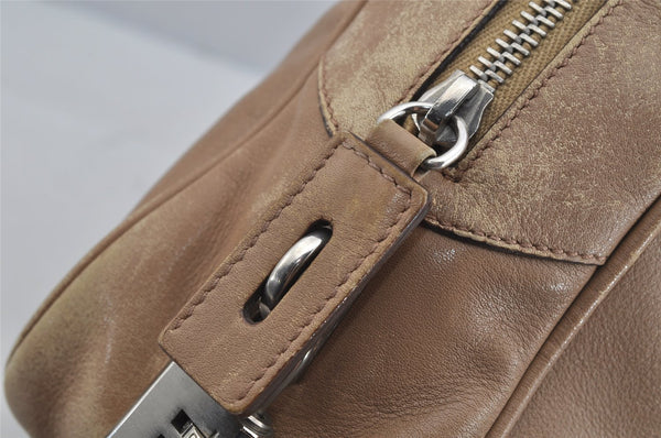 Authentic PRADA Vintage Leather Shoulder Hand Bag Beige 5855J
