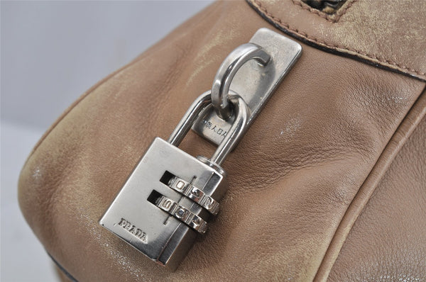 Authentic PRADA Vintage Leather Shoulder Hand Bag Beige 5855J