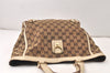 Authentic GUCCI Abbey Tote Hand Bag GG Canvas Leather 130739 Brown 5855K