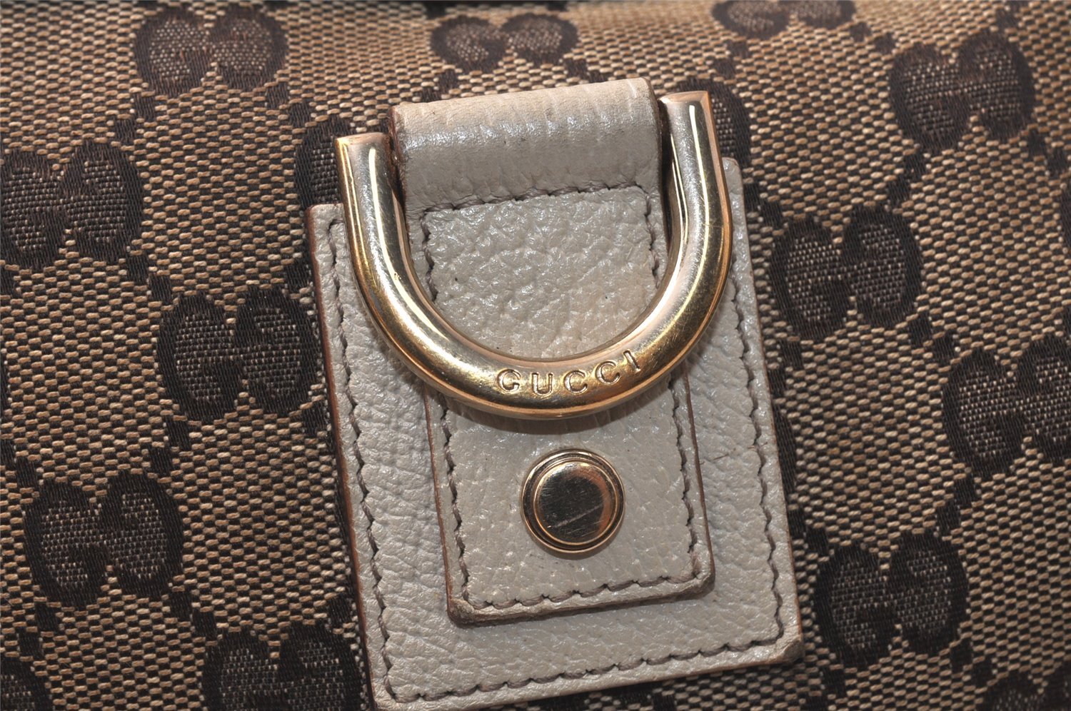 Authentic GUCCI Abbey Tote Hand Bag GG Canvas Leather 130739 Brown 5855K