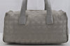 Authentic CHANEL New Travel Line Hand Boston Bag Nylon Leather Silver 5856J