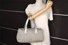 Authentic CHANEL New Travel Line Hand Boston Bag Nylon Leather Silver 5856J