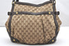 Authentic GUCCI Jockey Shoulder Tote Bag GG Canvas Leather 203546 Brown 5856K