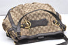 Authentic GUCCI Jockey Shoulder Tote Bag GG Canvas Leather 203546 Brown 5856K