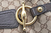 Authentic GUCCI Jockey Shoulder Tote Bag GG Canvas Leather 203546 Brown 5856K