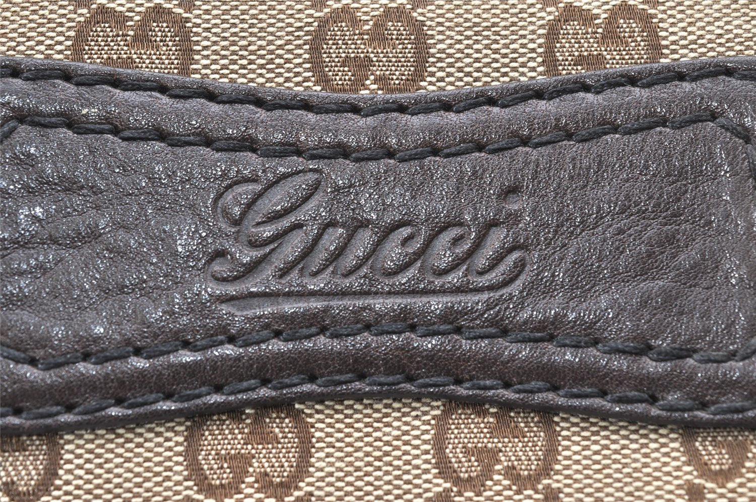 Authentic GUCCI Jockey Shoulder Tote Bag GG Canvas Leather 203546 Brown 5856K