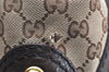 Authentic GUCCI Jockey Shoulder Tote Bag GG Canvas Leather 203546 Brown 5856K