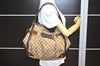 Authentic GUCCI Jockey Shoulder Tote Bag GG Canvas Leather 203546 Brown 5856K
